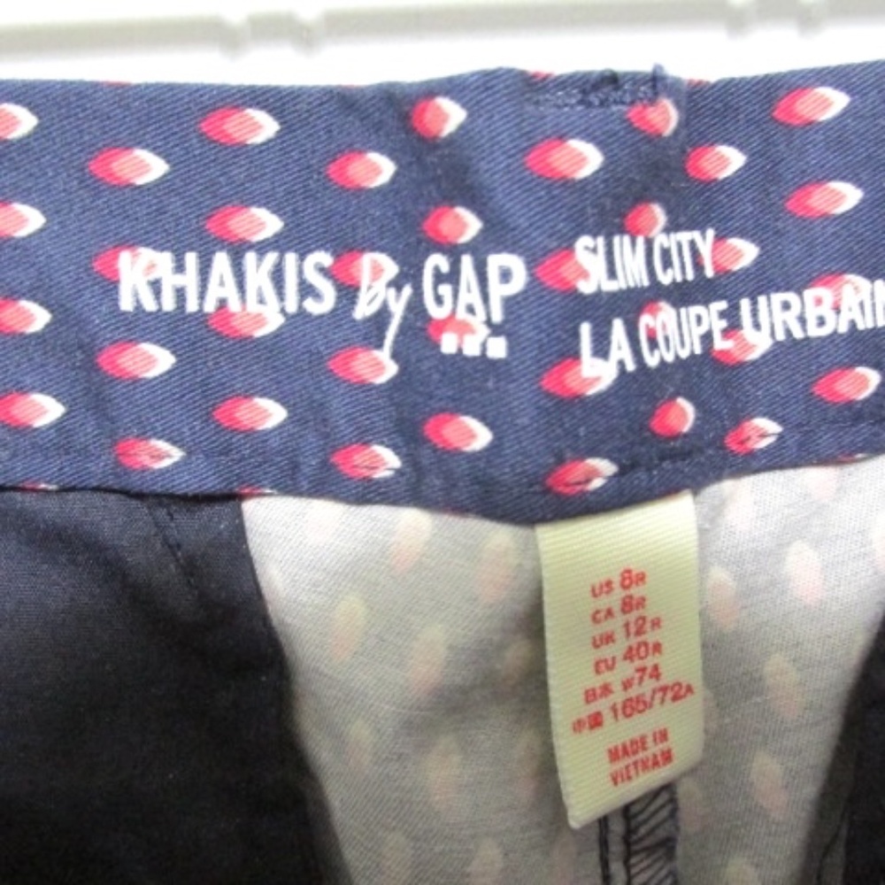GAP Slim City Blue Patterned Khaki Pants, Size 8 - Picture 8 of 8
